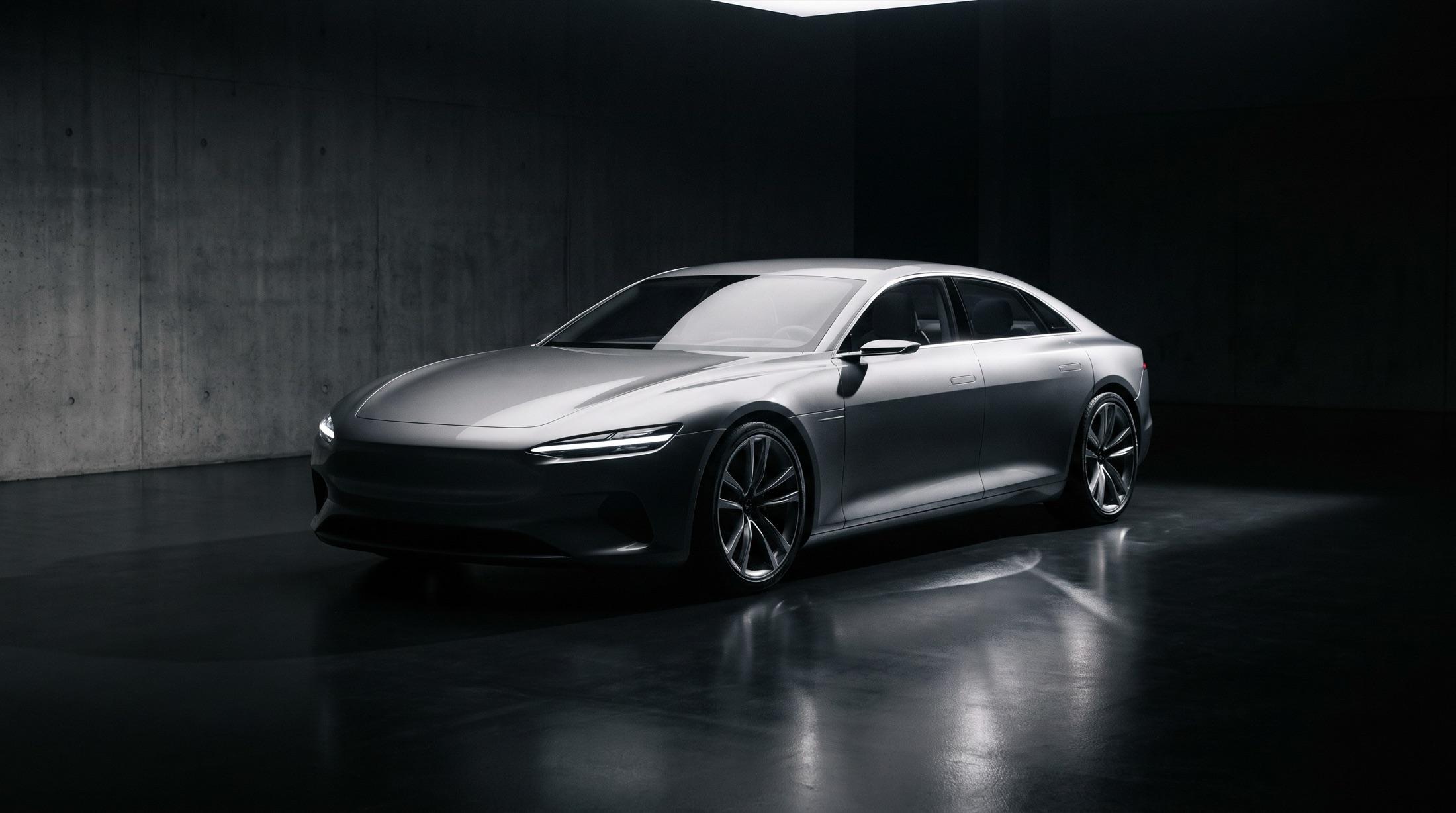 Illustrative motor car in a dark studio — the Meridian Configure prototype
